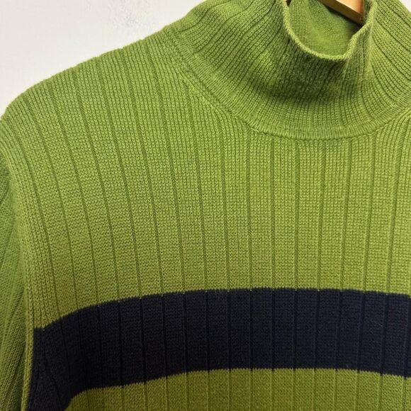 90’s Y2K Abercrombie & Fitch Ribbed Moss Green & Navy Blue Striped Sweater. - Picture 2 of 8